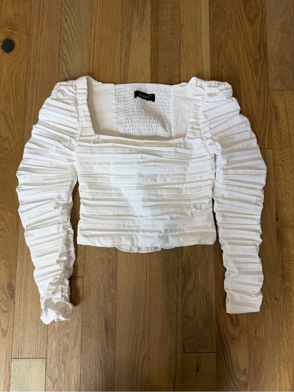 🤍 Kourt Anastasia Pleated Square Neck Crop Top White XS